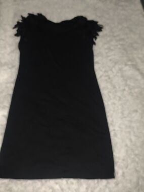 Alfani - Black Sleeveless Dress with Ruffled Shoulder Details